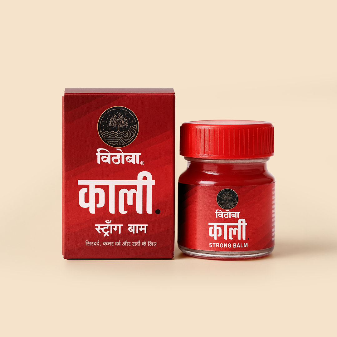Vithoba KAALI Strong Balm | Ayurvedic Pain Relief & Muscle Relaxant | 10g Balm | Effective relief from Headache, Body Pain, Sprain and Cold |