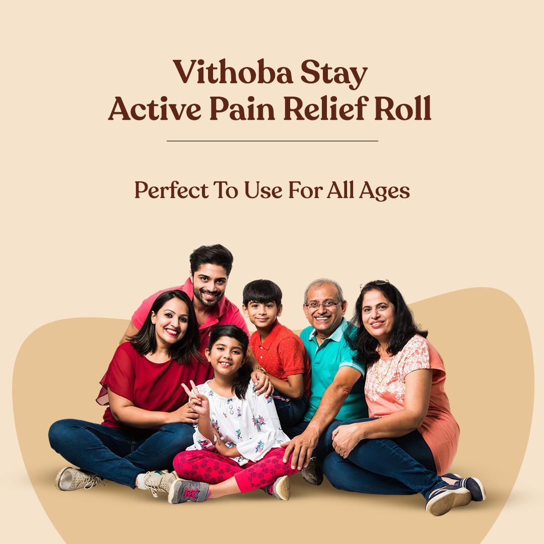 Vithoba Stay Active Pain Relief Roll On Oil | Fast-acting formula| Neck pain, Shoulder pain, Spine pain | Natural ingredients | Instant Relief from Strain, Joints, Back & Muscular Body Pain | 60 ml |
