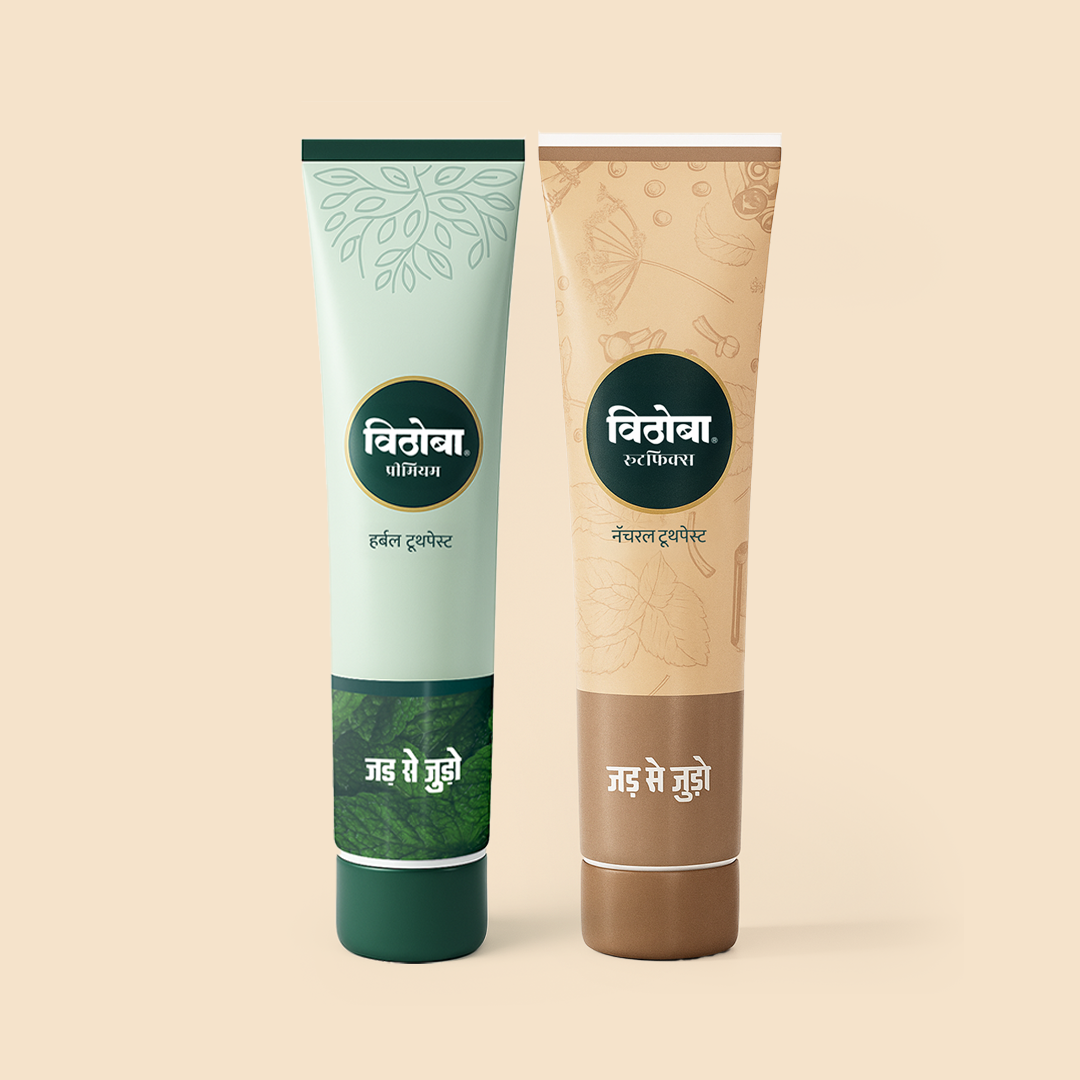 Vithoba Herbal Premium Toothpaste 150G. + Vithoba Herbal Rootfix Toothpaste 150G. - Combo Pack