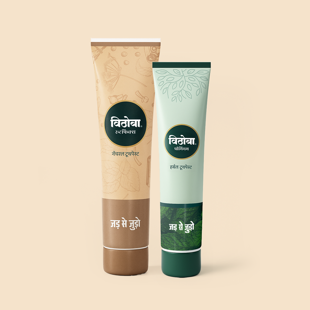 Vithoba Herbal Rootfix Toothpaste 80g & Vithoba Premium Toothpaste 40g Combo Pack