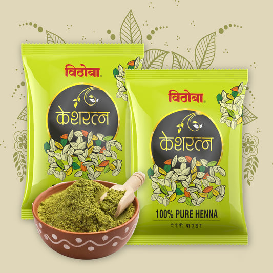 Vithoba Keshratna 100% Pure Henna Mehendi | Full Coverage Of Gray Hair |50g Pack 2 |