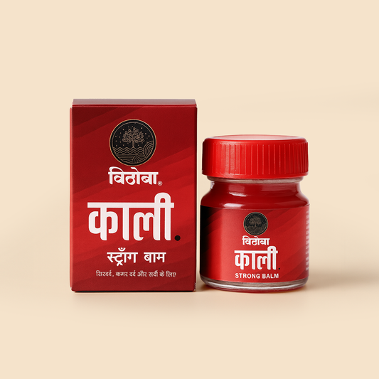 Vithoba KAALI Strong Balm | Ayurvedic Pain Relief & Muscle Relaxant | 10g Balm | Effective relief from Headache, Body Pain, Sprain and Cold |