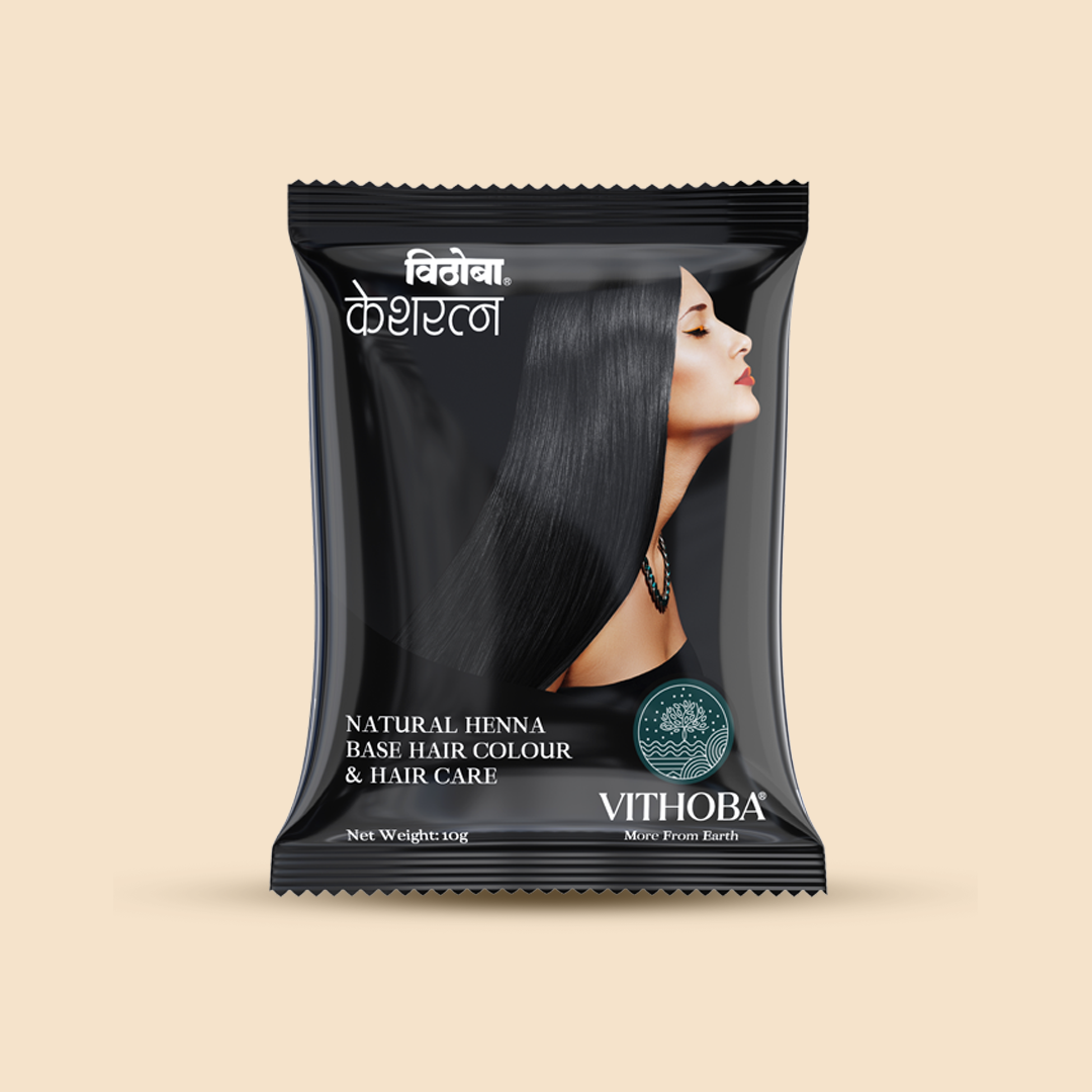 Vithoba Keshratna 100% Natural Hair Color/Dye Powder | Herbal Hair Color for Men & Women | Full Coverage Of Gray Hair | 100% Organic & Chemical Free Pack of 10