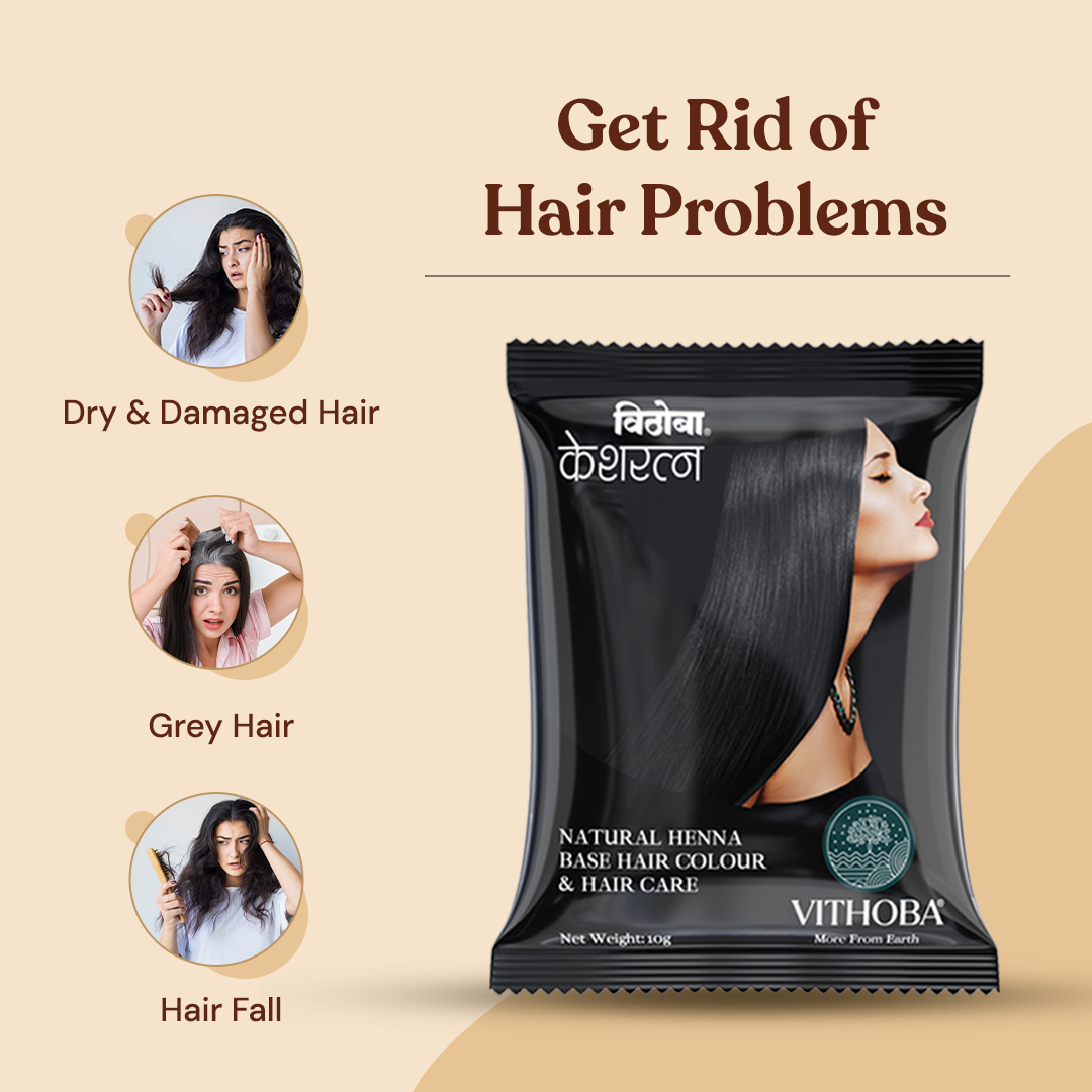 Vithoba Keshratna 100% Natural Hair Color/Dye Powder | Herbal Hair Color for Men & Women | Full Coverage Of Gray Hair | 100% Organic & Chemical Free Pack of 10