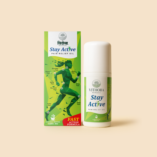 Vithoba Stay Active Pain Relief Roll On Oil | Fast-acting formula| Neck pain, Shoulder pain, Spine pain | Natural ingredients | Instant Relief from Strain, Joints, Back & Muscular Body Pain | 60 ml |