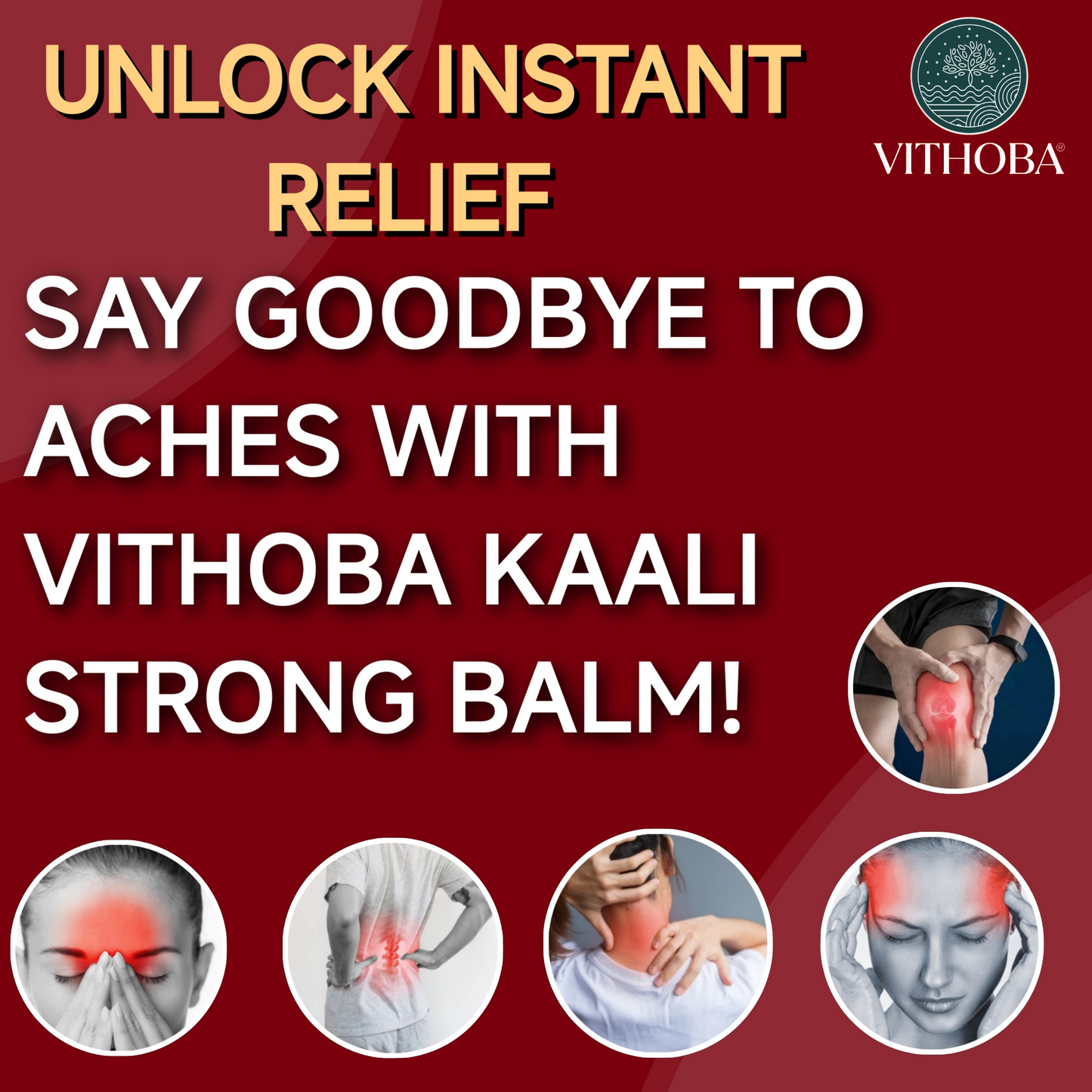 Vithoba KAALI Strong Balm | Ayurvedic Pain Relief & Muscle Relaxant | 10g Balm | Effective relief from Headache, Body Pain, Sprain and Cold |