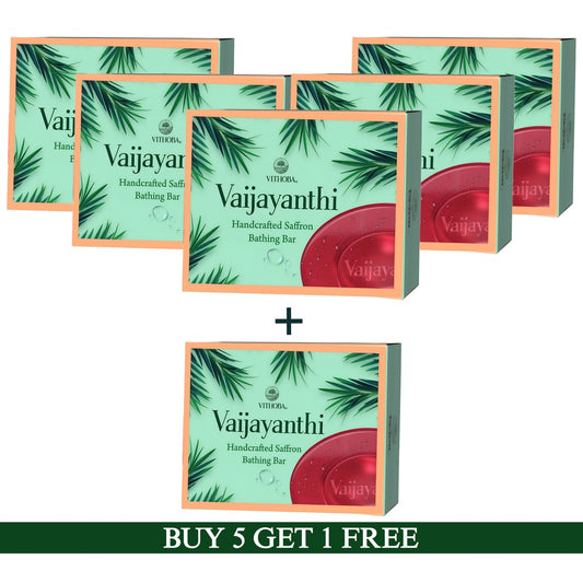 Vithoba Vaijayanthi Handcrafted Saffron Soap Bar | By 5 Get 1 Free |  (5 x 75 g)