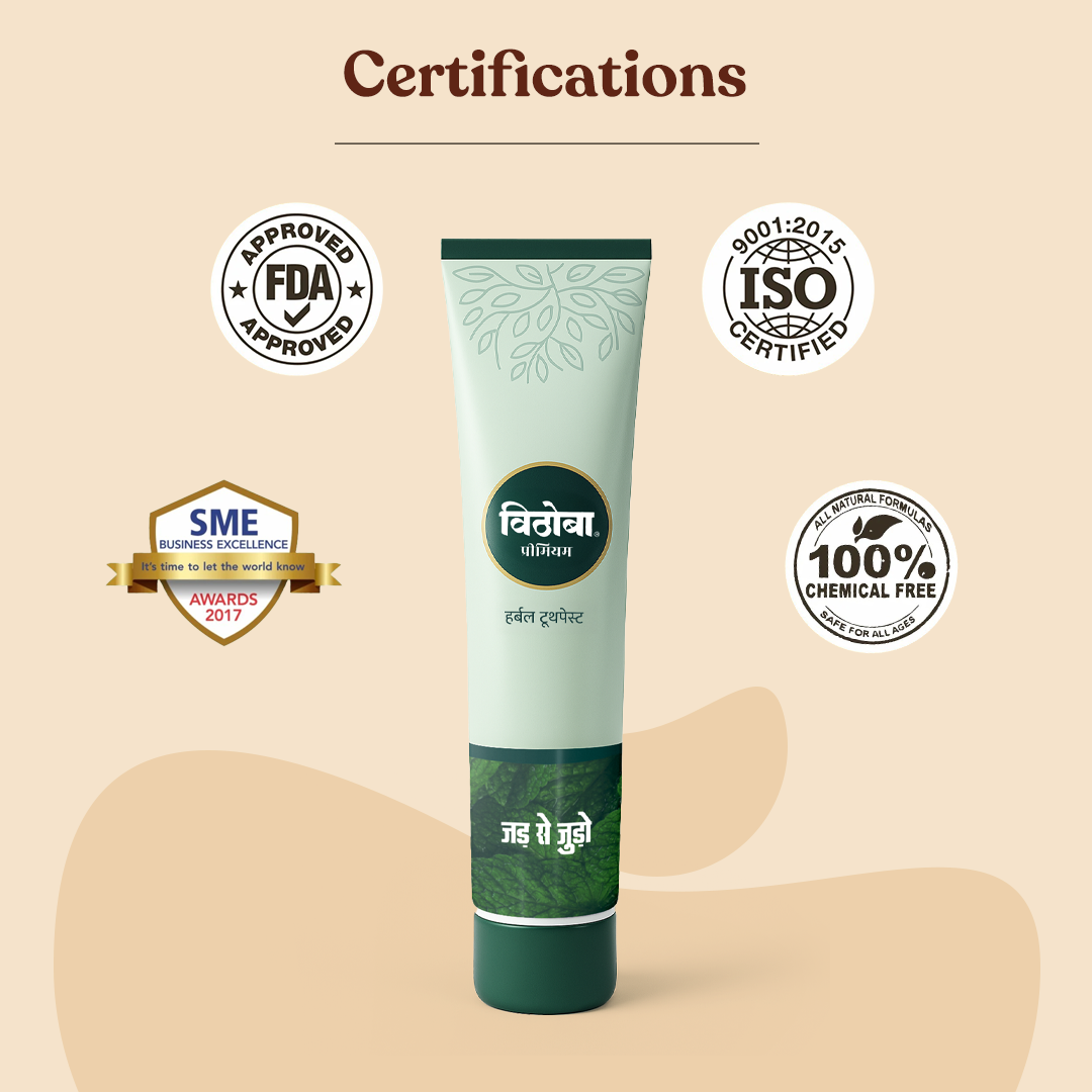 Vithoba Premium Toothpaste 40g Pack of 5 | Herbal Tooth Whitener For Oral Health With Natural Herbs |  For White Strong Teeth & Refreshing Breath 40g |