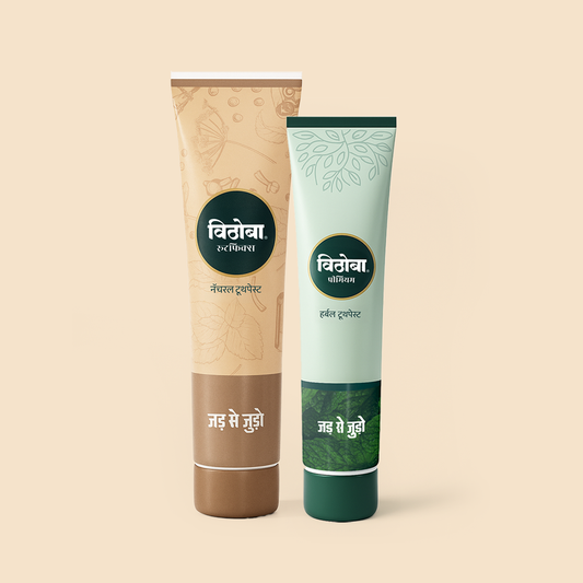 Vithoba Herbal Rootfix Toothpaste 80g & Vithoba Premium Toothpaste 40g Combo Pack