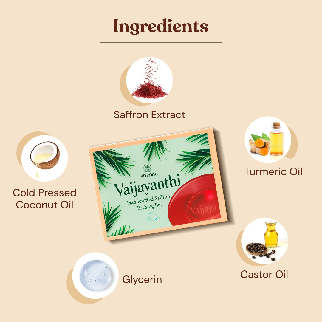Vithoba Vaijayanthi Handcrafted Saffron Soap Bar 75g |
