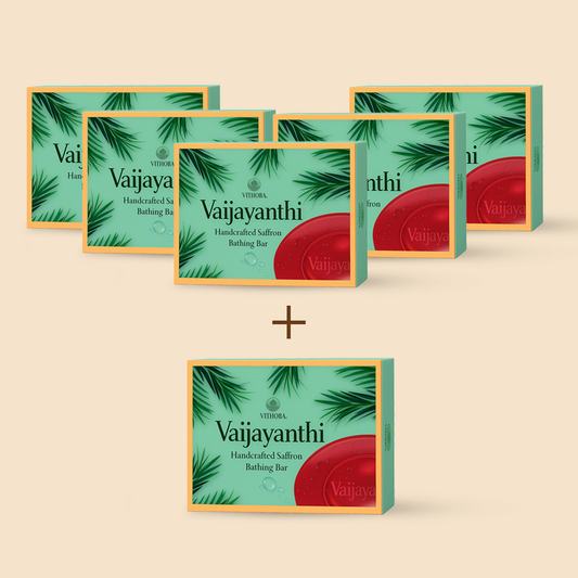 Vithoba Vaijayanthi Handcrafted Saffron Soap Bar 75g | Buy 5 Get 1 Free