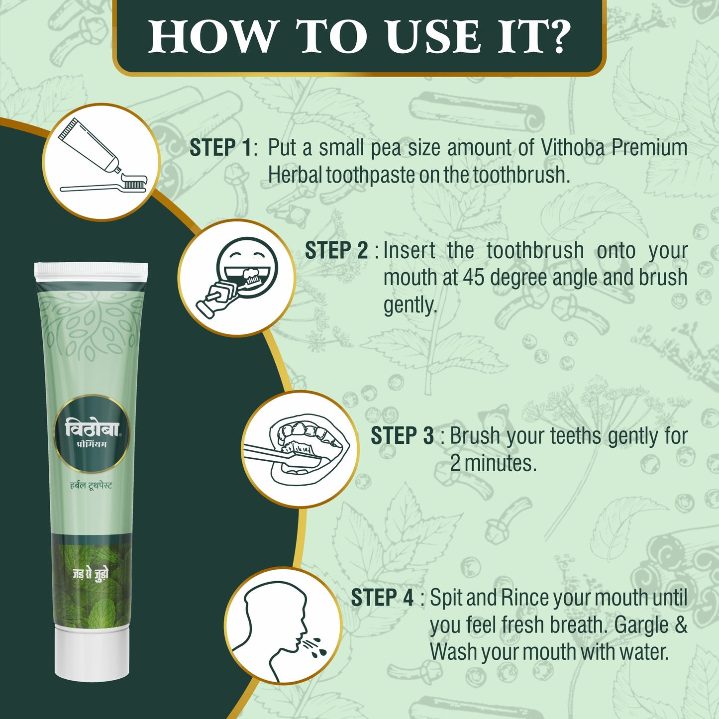 Vithoba Ayurvedic Rootfix Toothpaste 80g & Vithoba Premium Toothpaste 40g Combo Pack